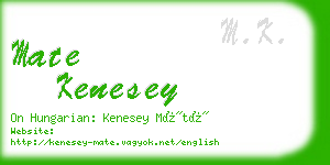 mate kenesey business card